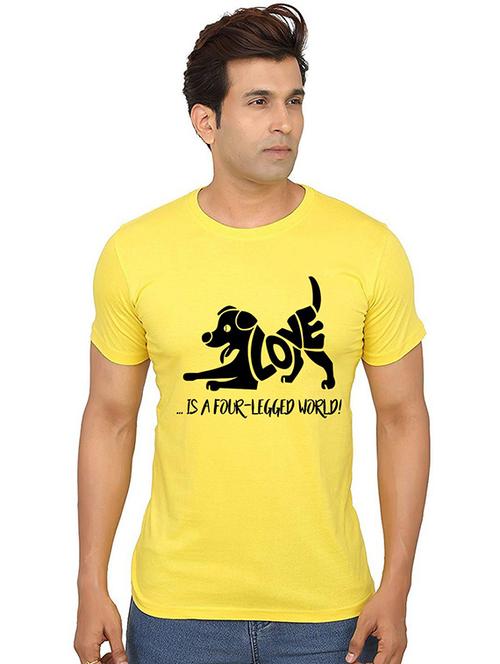 yellow front printed casual t-shirt - 20990393 - Very Small Image - 1