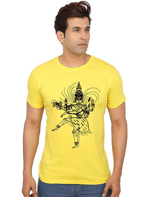 men round neck front print cotton t-shirt - 20990397 - Very Small Image - 1