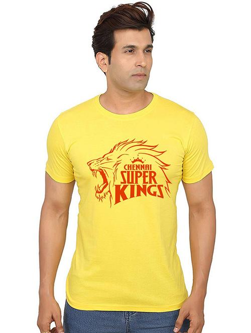 yellow front printed casual t-shirt - 20990424 - Very Small Image - 1