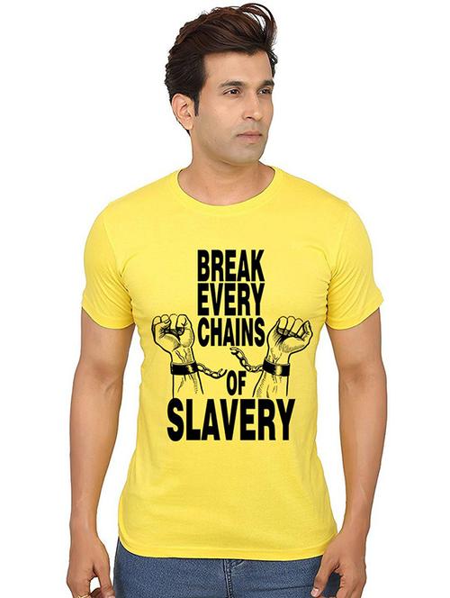 yellow front printed casual t-shirt - 20990435 - Very Small Image - 1