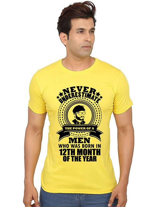 yellow front printed casual t-shirt - 20990436 - Very Small Image - 1