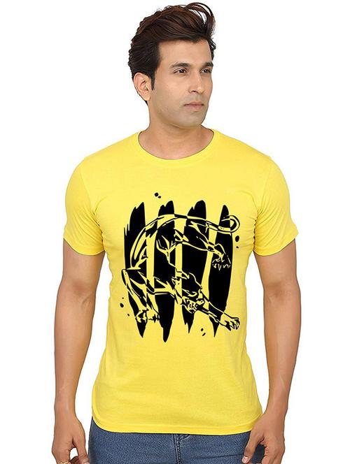 yellow cotton front print tshirt - 20990543 - Very Small Image - 1