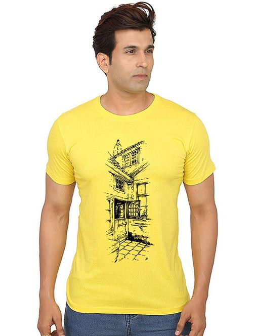 men round neck front print t-shirt - 20990658 - Very Small Image - 1