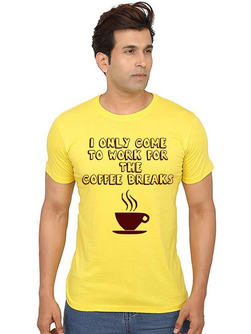 yellow front printed casual t-shirt - 20990890 - Very Small Image - 1