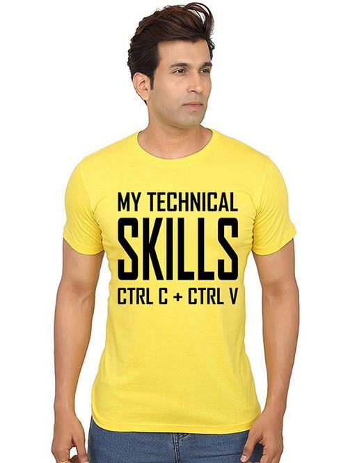 yellow front printed casual t-shirt - 20990973 - Very Small Image - 1