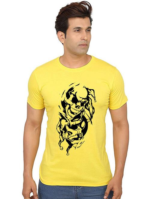 yellow front printed casual t-shirt - 20991127 - Very Small Image - 1
