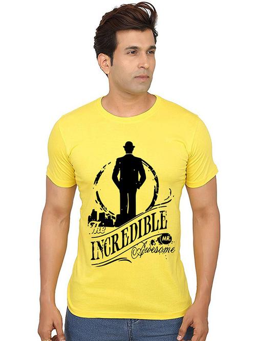 men round neck front print t-shirt - 20991141 - Very Small Image - 1