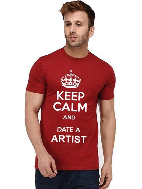 men round neck front print t-shirt - 20991731 - Very Small Image - 1