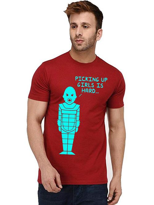 men round neck front print t-shirt - 20991930 - Very Small Image - 1