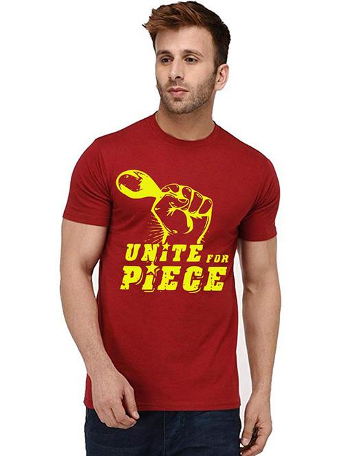 men round neck front printed t-shirt - 20991942 - Very Small Image - 1