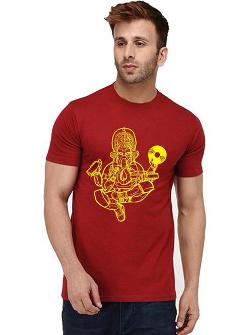 red front printed casual t-shirt - 20991993 - Very Small Image - 1