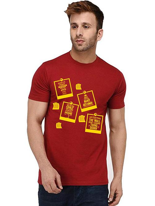 men round neck front print t-shirt - 20992141 - Very Small Image - 1