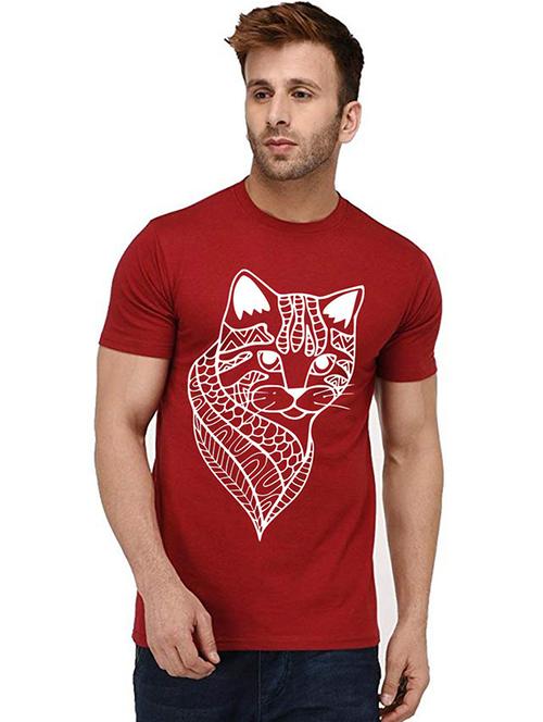 red front printed casual t-shirt - 20992458 - Very Small Image - 1
