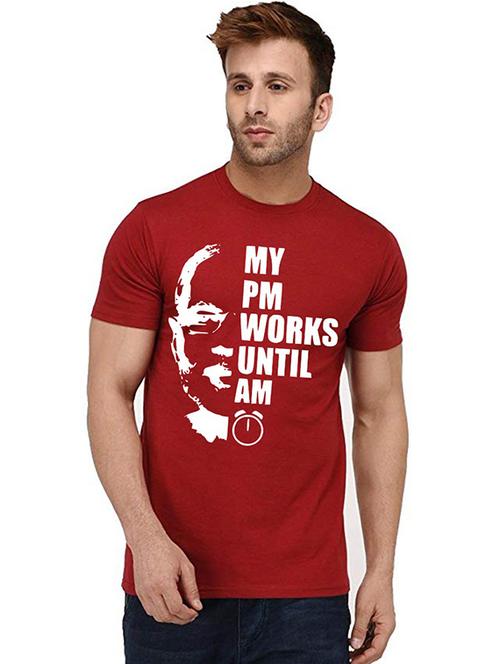 men round neck front print t-shirt - 20992500 - Very Small Image - 1