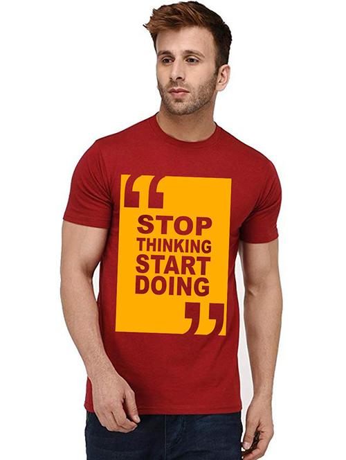 men round neck front print t-shirt - 20993055 - Very Small Image - 1