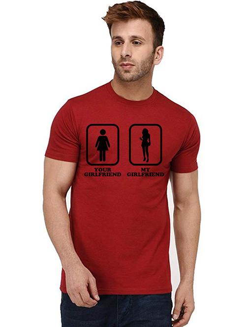red front printed casual t-shirt - 20993109 - Very Small Image - 1
