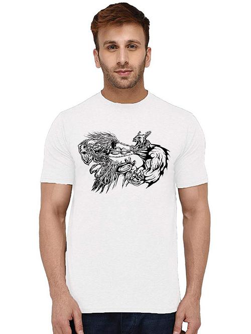 men round neck front print t-shirt - 20994073 - Very Small Image - 1