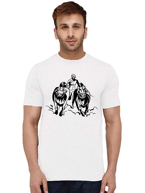 men round neck front print t-shirt - 20994221 - Very Small Image - 1