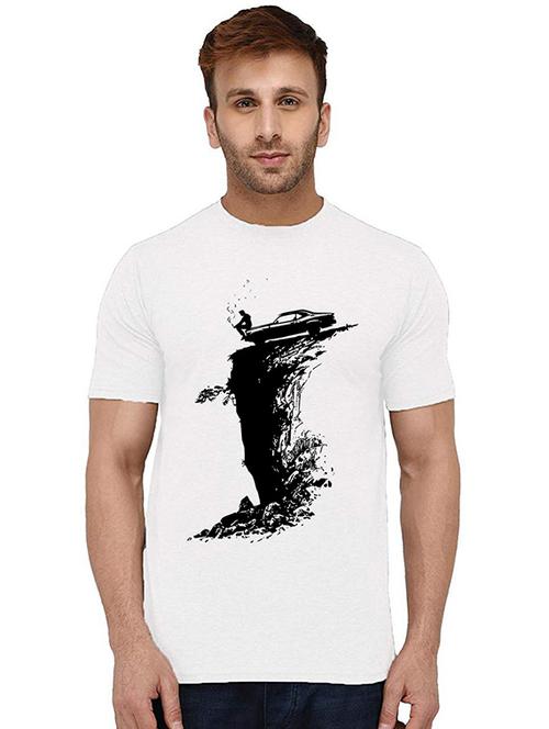 men round neck front print cotton t-shirt - 20994846 - Very Small Image - 1