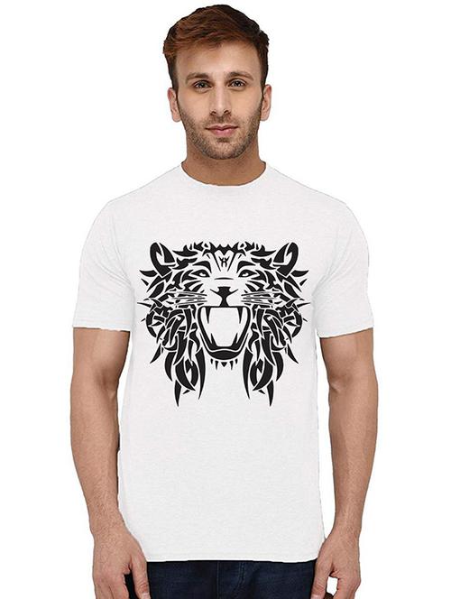 men round neck front print cotton t-shirt - 20994879 - Very Small Image - 1