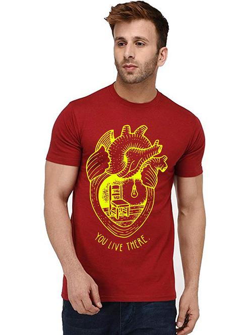 men round neck front printed t-shirt - 20995416 - Very Small Image - 1