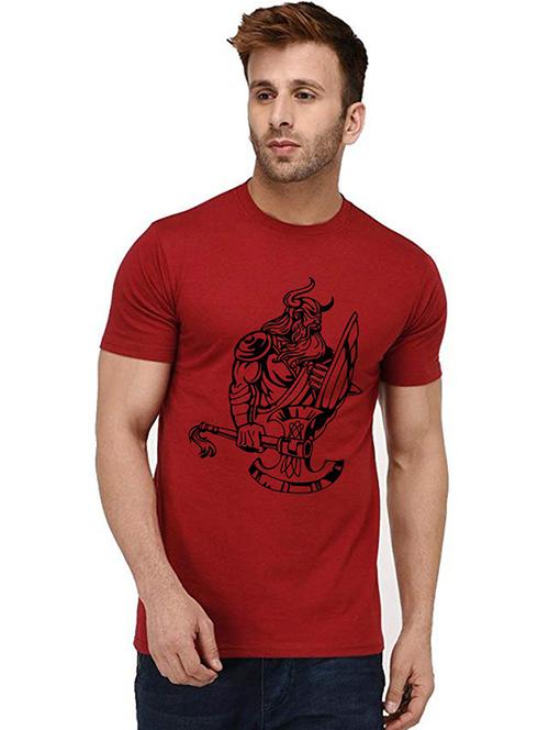 men round neck front print t-shirt - 20995441 - Very Small Image - 1