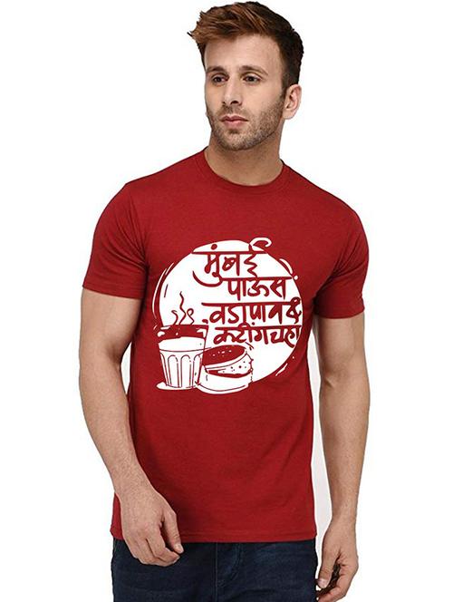 red front printed casual t-shirt - 20995739 - Very Small Image - 1