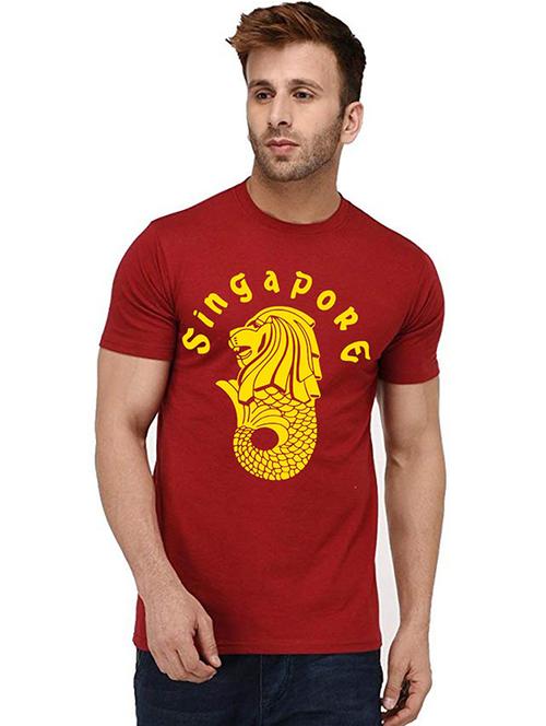 men round neck front printed t-shirt - 20995754 - Very Small Image - 1