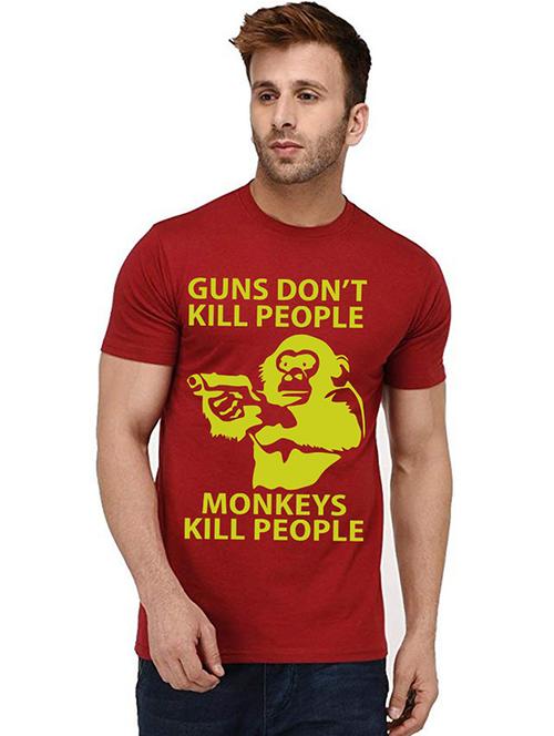 men round neck front print t-shirt - 20995932 - Very Small Image - 1