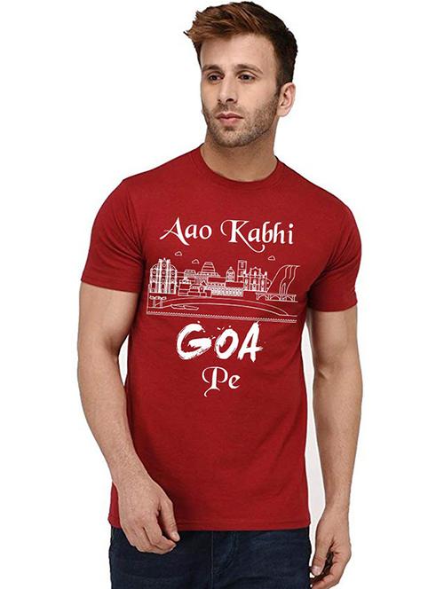 men round neck front print t-shirt - 20995960 - Very Small Image - 1