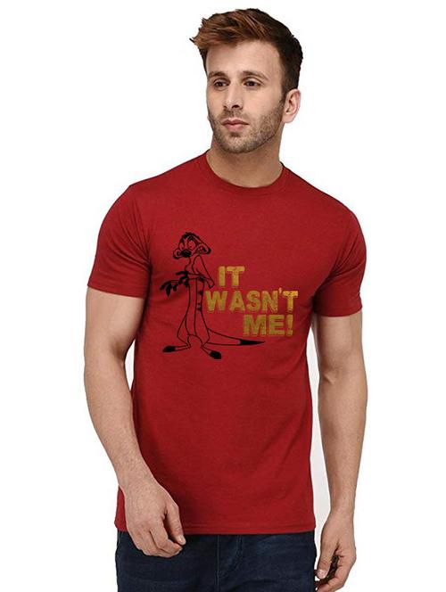men round neck front print cotton t-shirt - 20996138 - Very Small Image - 1