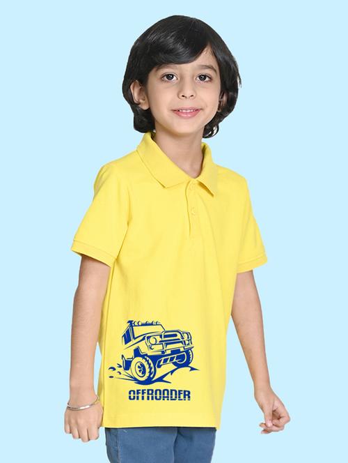 yellow placement printed polo t-shirt - 20997118 - Very Small Image - 1