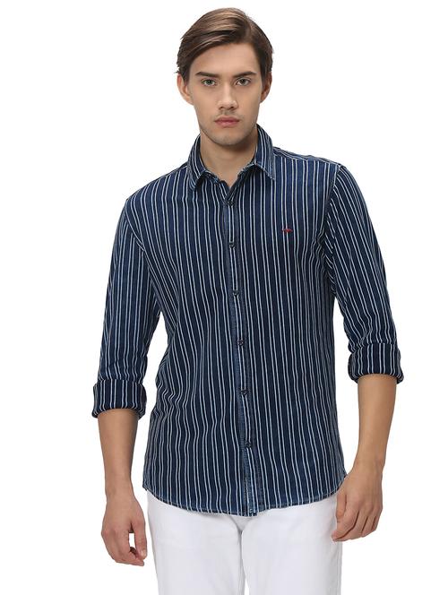 blue cotton casual shirt - 20999035 - Very Small Image - 1