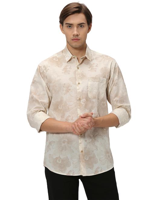 beige cotton casual shirt - 20999060 - Very Small Image - 1