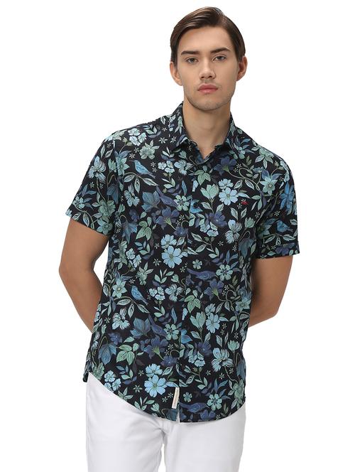 navy blue cotton casual shirt - 20999080 - Very Small Image - 1