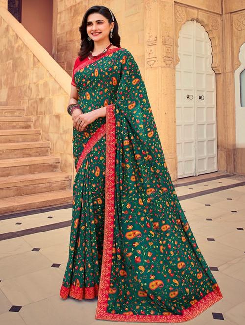 women floral print georgette saree with blouse - 20999949 - Very Small Image - 1