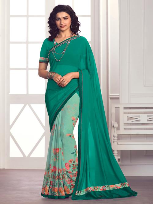 women floral printed lace work saree with blouse - 20999959 - Very Small Image - 1