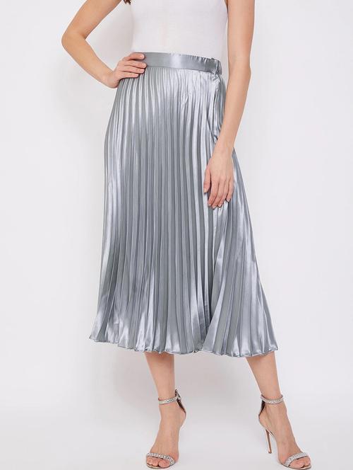 solid silver pleated detailed skirt - 21008466 - Very Small Image - 1