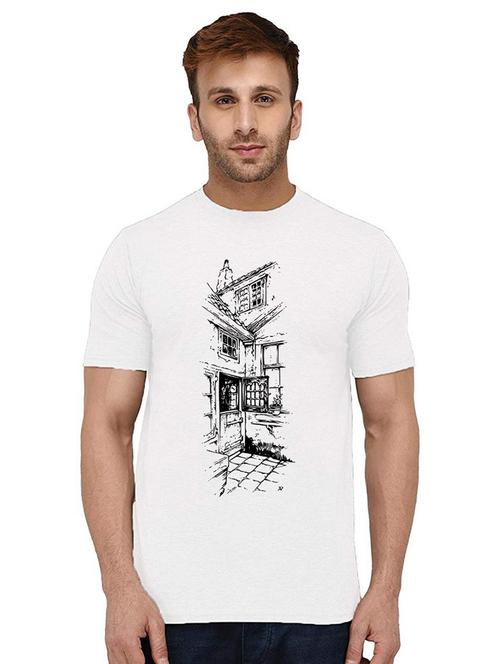 men round neck front print t-shirt - 21009566 - Very Small Image - 1