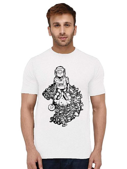 men's round neck front print t-shirt - 21009581 - Very Small Image - 1