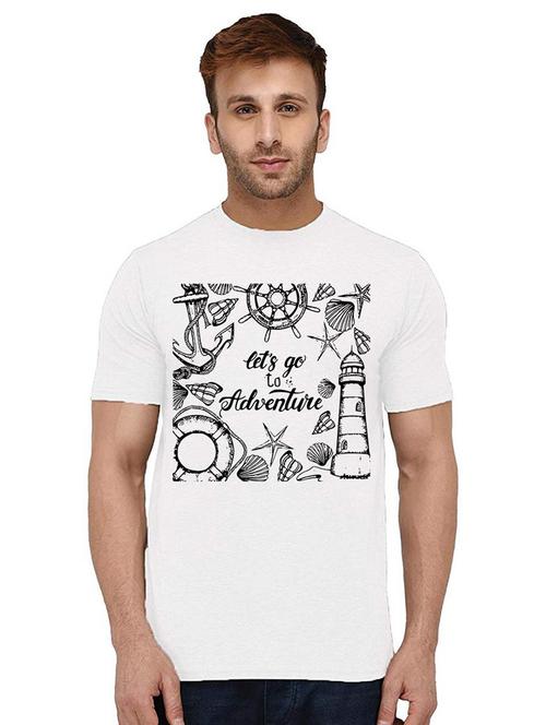 men round neck front print t-shirt - 21009603 - Very Small Image - 1