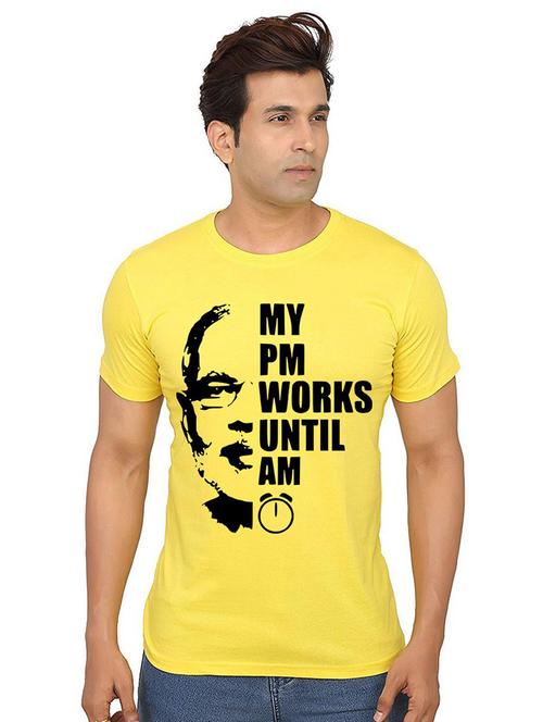 men round neck front print t-shirt - 21010152 - Very Small Image - 1