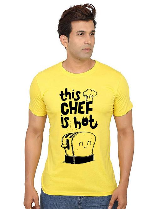 yellow front printed casual t-shirt - 21010156 - Very Small Image - 1