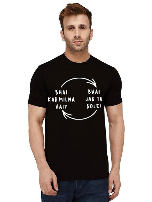 men front print round neck t-shirts - 21010319 - Very Small Image - 1
