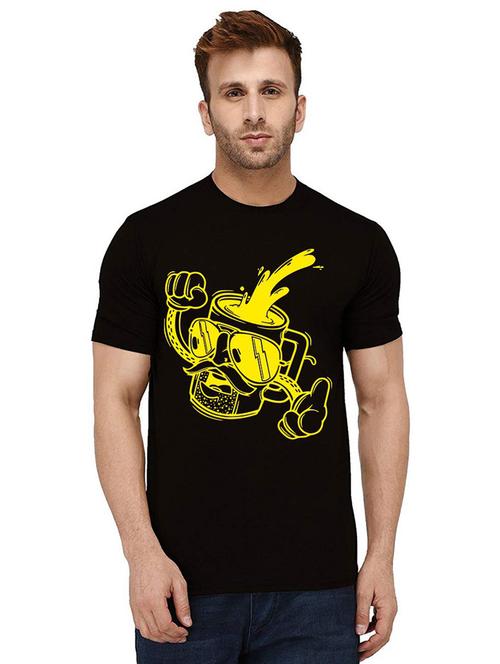 men round neck front print cotton t-shirt - 21010597 - Very Small Image - 1