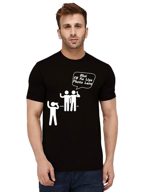 men round neck front print t-shirt - 21010601 - Very Small Image - 1