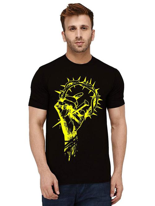 men round neck front print t-shirt - 21010718 - Very Small Image - 1