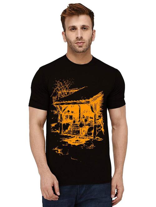 men round neck front print t-shirt - 21010923 - Very Small Image - 1