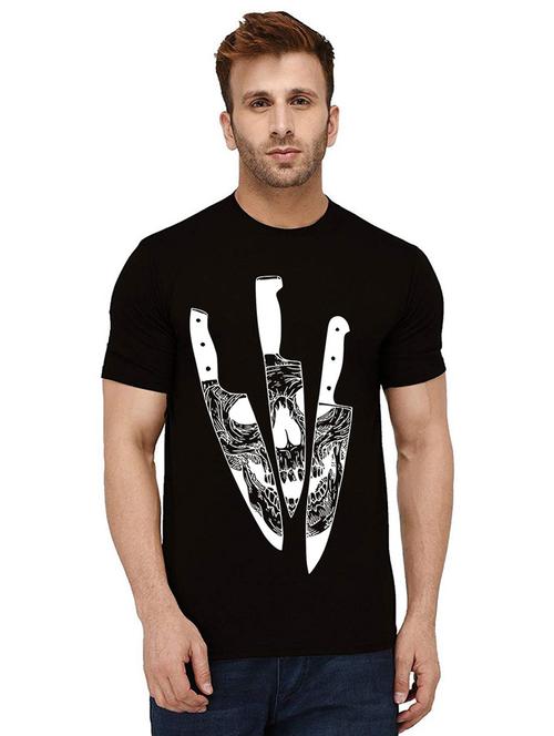 men round neck front print t-shirt - 21010988 - Very Small Image - 1