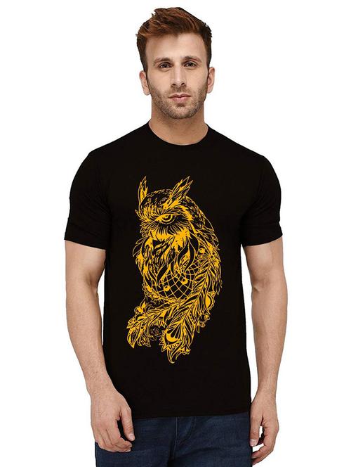 black front printed casual t-shirt - 21010994 - Very Small Image - 1